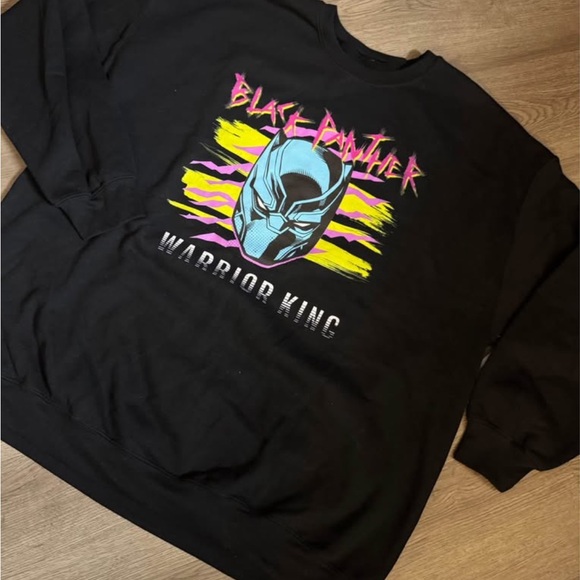 Marvel Avengers Black Panthers Warrior King Pullover Sweatshirt Mens 2XL Black - Picture 1 of 4